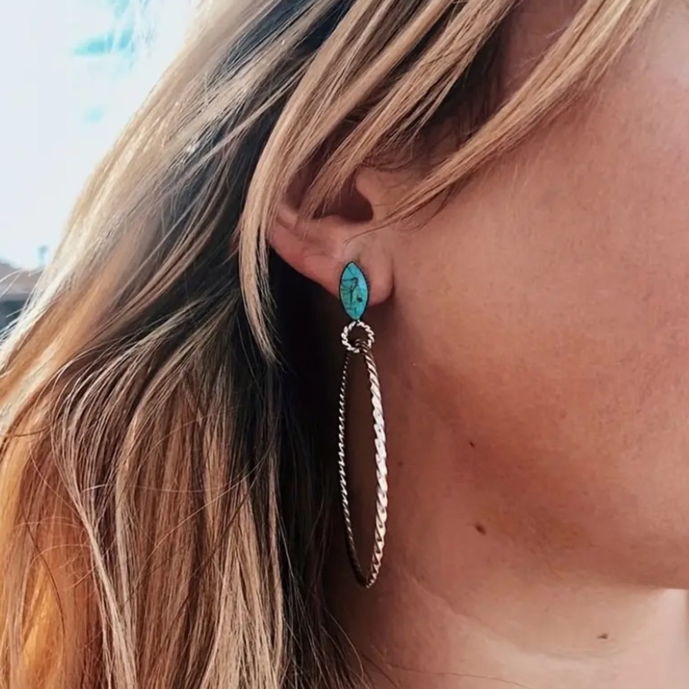 BOGO! Western Hoops with Turquoise Colored Accent